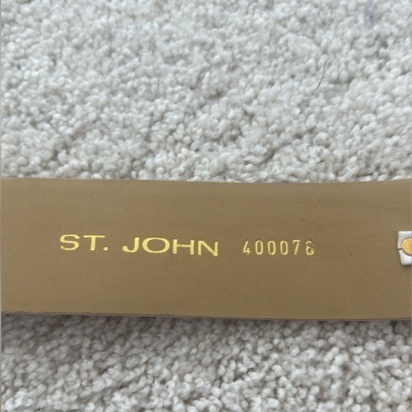 St. John White leather belt with Gold Circular accents main image 4